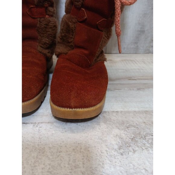 ✅VTG HIPPIE BOOTS BROWN Suede Leather Faux Fur Lining Women's Size 8 *NO INSOLES - Picture 11 of 15